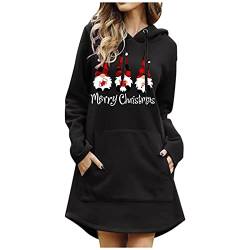 Weihnachtskleid Damen Große Größen mit Weihnachten Motiv 3D Gedruckt Weihnachtspullover Christmas Dress Weihnachts Kleid Weihnachts Hoodie Longpullover Warm Sweatshirt Pulli Festliche Geschenk von Guotobe