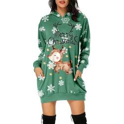 Weihnachtskleid Damen Große Größen mit Weihnachten Motiv 3D Gedruckt Weihnachtspullover Christmas Dress Weihnachts Kleid Weihnachts Hoodie Longpullover Warm Sweatshirt Pulli Festliche Geschenk von Guotobe