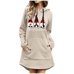 Weihnachtskleid Damen Große Größen mit Weihnachten Motiv 3D Gedruckt Weihnachtspullover Christmas Dress Weihnachts Kleid Weihnachts Hoodie Longpullover Warm Sweatshirt Pulli Festliche Geschenk von Guotobe