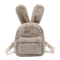 Damen Kunstfell-Mini-Rucksack, niedliche Hasenohren, Schultertasche, Geldbörse, Plüsch Braun camel 9.84" x 7.8" x 3.91" von Gupiar