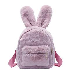 Damen Kunstfell-Mini-Rucksack, niedliche Hasenohren, Schultertasche, Geldbörse, Plüsch Pink rose 9.84" x 7.8" x 3.91" von Gupiar