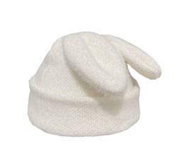 Gupiar Unisex Beanie Mütze Sherpa Mütze Winter Trapper Peruvian Cap, White-bunny ear von Gupiar