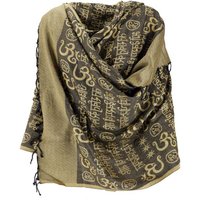 Guru-Shop Halstuch Pashmina Viskose Schal Stola mit OM Muster - gelb von Guru-Shop