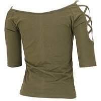 Guru-Shop Longsleeve Goa Shirt, Boho Shirt 1/2 Ärmel - olivgrün alternative Bekleidung von Guru-Shop