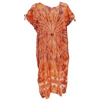 Guru-Shop Midikleid Boho Kaftan, langes Kurzarm Batikkleid,.. alternative Bekleidung von Guru-Shop