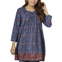 Guru-Shop Midikleid Boho Maxitunika, sommerliches Minikleid - blau alternative Bekleidung von Guru-Shop