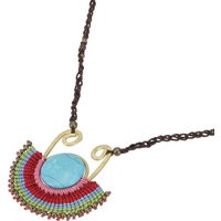 Guru-Shop Perlenkette Makramee Kette, Hippie Boho Kette - Türkis/Pink von Guru-Shop