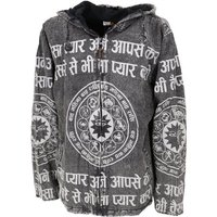 Guru-Shop Strickjacke Goa Jacke, Ethno Hoody mit Mantra Druck -.. alternative Bekleidung von Guru-Shop