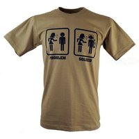 Guru-Shop T-Shirt Fun Retro Art T-Shirt `Problem solved` - beige alternative Bekleidung von Guru-Shop