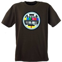Guru-Shop T-Shirt Fun Retro Art T-Shirt `Testbild` - braun alternative Bekleidung von Guru-Shop