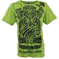 Guru-Shop T-Shirt Sure Herren T-Shirt Tribal Ganesha - lemon Goa Style, Festival, alternative Bekleidung von Guru-Shop