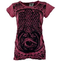 Guru-Shop T-Shirt Sure T-Shirt Fatimas Hand - bordeaux alternative Bekleidung, Festival, Goa Style von Guru-Shop