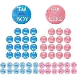 48 Stück Gender Reveal Party Deko Team Boy or Girl Pin Abzeichen Babyparty Gender Reveal Button Badge 24 Gender Reveal Pin + 24 Gender Reveal Sticker für Baby Shower Party Dekoration Zubehör Blau Rosa von Gurxi