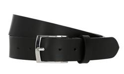 Gusti Echt Leder Gürtel - Kaj Ledergürtel mit silbernen Schnalle Belt Businessgürtel Arbeitsgürtel Schlicht Damen Herren Schwarz 90cm von Gusti