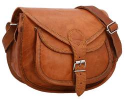 Gusti Handtasche Leder - Evelyn Damen Ledertasche Umhängetasche Handtasche Schultertasche Lederhandtasche Schnallverschluss Vintage Braun von Gusti