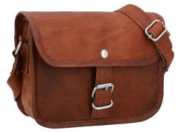 Gusti Handtasche Leder - Mary Damen XS Ledertasche Handtasche Schultertasche Umhängetasche Crossbody Damen Vintage Braun von Gusti