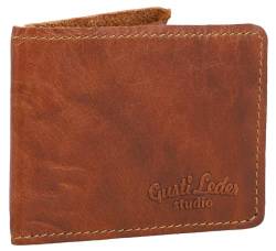Gusti Mini Geldbörse Leder - Fodor Geldbörse Portemonnaie Reiseportmonnaie Vintage Braun Leder von Gusti
