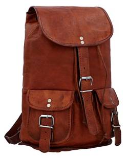 Gusti Rucksack Leder - Gary 13" Damen und Herren Cityucksack Unirucksack Wanderrucksack Alltagsrucksack Vintage Braun Leder von Gusti