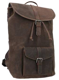 Gusti Rucksack Leder - Nolan Damen und Herren Lederrucksack Vintage Cityrucksack Outdoorrucksack Laptoptasche Unirucksack Wanderrucksack Braun Leder von Gusti