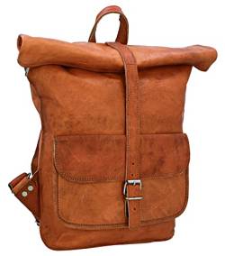 Gusti Rucksack Rolltop Leder - Roven 11L Rucksack Fahrradrucksack Lederrucksack Vintage Cityrucksack Outdoorrucksack Laptoptasche Unirucksack Wanderrucksack Damen Herren Unisex Braun von Gusti