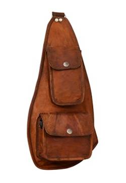 Gusti Slingpack Leder - Joan Umhängetasche Lederrucksack Vintage Retro Braun Leder von Gusti