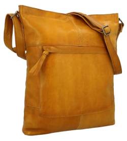 Gusti Umhängetasche Leder - Maola Damen Schultertasche Handtasche Laptoptasche Vintage Braun Leder von Gusti