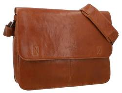 Gusti Umhängetasche Leder - Pharell Damen und Herren Ledertasche Unitasche Businesstasche Aktentasche Laptoptasche Braun Leder von Gusti