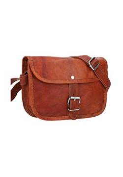 Gusti Unisex Umhängetasche Leder - Mary M Damen und Herren Handtasche Umhängetasche Ledertasche Vintage Braun Leder von Gusti