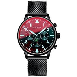 Gute Herrenuhr,Automatische Mechanische Armbanduhr,Schwarz Analog,Datum,Edelstahl.S Armband,Sportuhren,Geschenk (Schwarz) von Gute