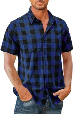 Gutsbox Herren Hemd Kurzarm Regular Fit Herrenhemden Freizeithemd Sommerhemd Aus 100% Baumwolle Kurzarmhemd Blau L von Gutsbox