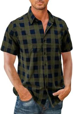 Gutsbox Herren Hemd Kurzarm Regular Fit Herrenhemden Freizeithemd Sommerhemd Aus 100% Baumwolle Kurzarmhemd Grün L von Gutsbox
