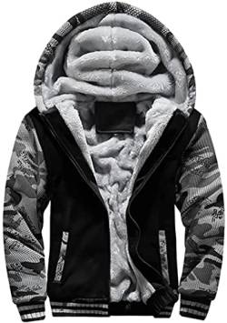 Gutsbox Herren Kapuzenpullover mit Reißverschluss Langarm Kapuzenjacke Sweatjacke Winter Warm Fleece Hoodie Jacke Winterjacke (5XL, Schwarz-1) von Gutsbox