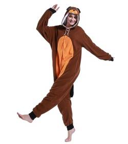 Guturris Biber Kostüm Pyjamas Tier Nachtwäsche Halloween Cosplay Kostüme Schlafanzug für Damen Herren Braun S von Guturris