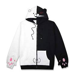 Guturris Unisex Danganronpa Monokuma Sweatshirts Schwarz Weiß Bär Hoodies Reißverschluss Jacke Uniform (Handschuhe) XXL von Guturris