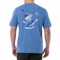 Guy Harvey Billfish Collection Herren-T-Shirt, kurzärmelig, Azure Blue/Slam, Mittel von Guy Harvey