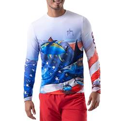 Guy Harvey Herren Langarm Performance Shirt mit 50+ UPF Sonnenschutz, Surf the Web/Flag Flow, Mittel von Guy Harvey