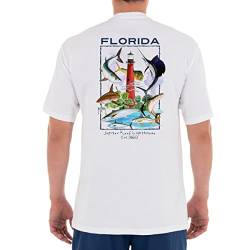 Guy Harvey Herren Lighthouse Collection Kurzarm T-Shirt, Hellweiß/Jupiter ohne Tasche, L von Guy Harvey