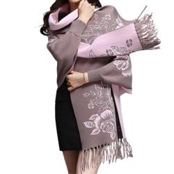 GuyAna Multifunktionaler Damen-Schal, doppelseitig, handgefertigt, 2023, Ethno-Druck, weiches, warmes, verdicktes Strickoberteil (khaki,One size) von GuyAna