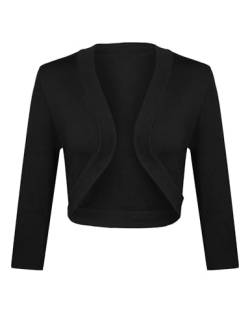 Gyabnw Bolero Damen Festlich Boleros Elegant Langarm Shrug Cardigan Strickjacke Damen Aushol Kurz Trachtenjacke Tops Brautjacke Jäckchen Oberteile für Cocktail Party Hochzeit SchwarzXXL von Gyabnw