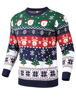 Gyabnw Herren Weihnachtspullover Rundhals Weihnachts Pulli Lustig Weihnachten Strickpullover Langarm Christmas Sweater Fun Knitted Xmas Jumper, Rot L von Gyabnw