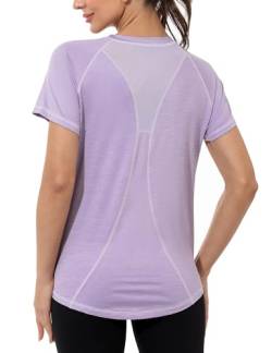 Gyabnw Sport Oberteile Damen Funktionsshirt Sportbekleidung Laufshirt Kurzarm Fitness Top Yoga Sportshirt von Gyabnw