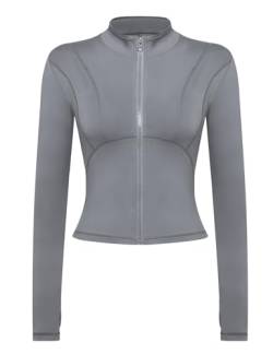 Gyabnw Sportjacke Damen Laufjacke Langarmshirt Sport Jacke Eng Gym Top Yoga Sportshirt Oberteil von Gyabnw