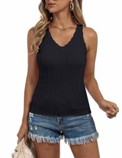 Gyabnw Strick Tank Top Damen Elegant Basic Cami Sommer T Shirt Oberteil V-Ausschnitt Cami Oberteile Bluse von Gyabnw