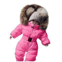 Gyaimxfu Overall Baby Winter: Warm Schneeanzug mit Kapuze Langarm Jumpsuit Jungen Mädchen Winddicht Outfits Strampler Skioverall Dick Daunen-Skianzug Winteranzug Geschenk 0-24 Monate von Gyaimxfu