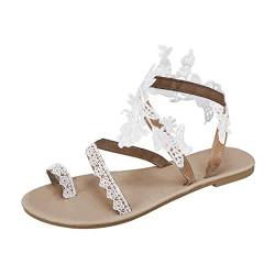 Sandalen Damen Vintage Frauen Schuhe Comfort Lässige Schuhe Damenschuhe Modeplattform Blumen Sandalen Römische Flache Gladiator Pantoletten Sandaletten für IndoorOutdoor von Gyaimxfu