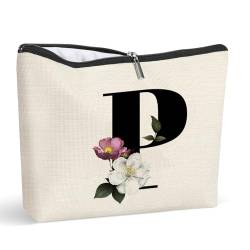 Personalisierte Make-up-Tasche mit Initiale, Buchstaben-Kosmetik-Make-up-Tasche, Reise-Make-up-Tasche, Monogramm, Kulturbeutel, Geschenke für Frauen, P, Personalisierte Kosmetiktasche von Gyflo