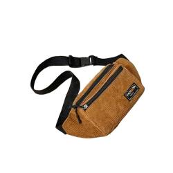 Gyios Brusttasche Damen Cordoroy Frauen Taillenbeutel Kleine Leinwand Damen Lässige Schulter -Cross -Body -Taschen Rucksack Weibliche Festkasten Chest -Tasche-braun von Gyios