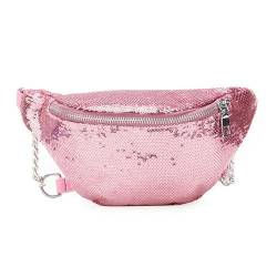 Gyios Brusttasche Damen Mode Frauen Glitzer Pailletten Fanny Pack Tailentasche Brust Beutel Leder Beutel Penner Gürtel Umhängetasche Travel Sport Rucksack-p von Gyios