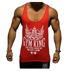 Gym King Stringer Tank Top Bodybuilding Tank The Steel Made me What i am, Gymking (XL, Rot) von Gym King