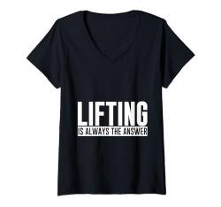 Damen Lifting Is Always The Answer --- T-Shirt mit V-Ausschnitt von Gym Training FH